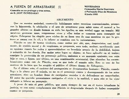 LAMINA 2585: Argumento de A fuerza de Arrastrarse. Novedades. 8 junio 1905