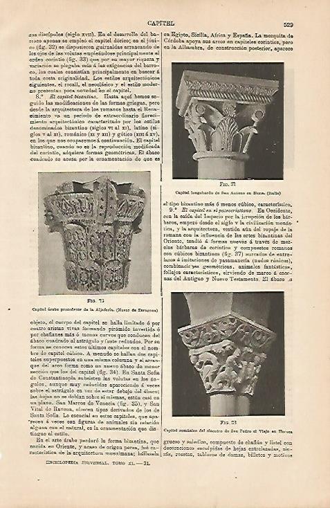 LAMINA ESPASA 4257: Capitel arabe longobardo y romanico
