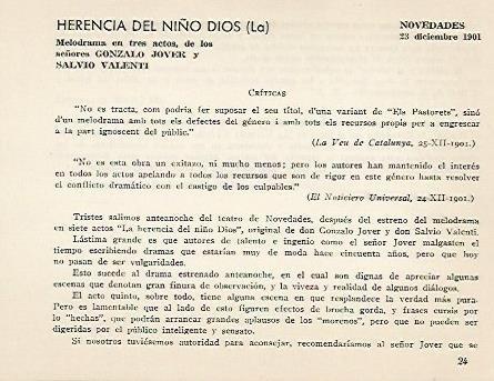 LAMINA 2612: Criticas de La Herencia de Dios. Novedades 23 diciembre 1901