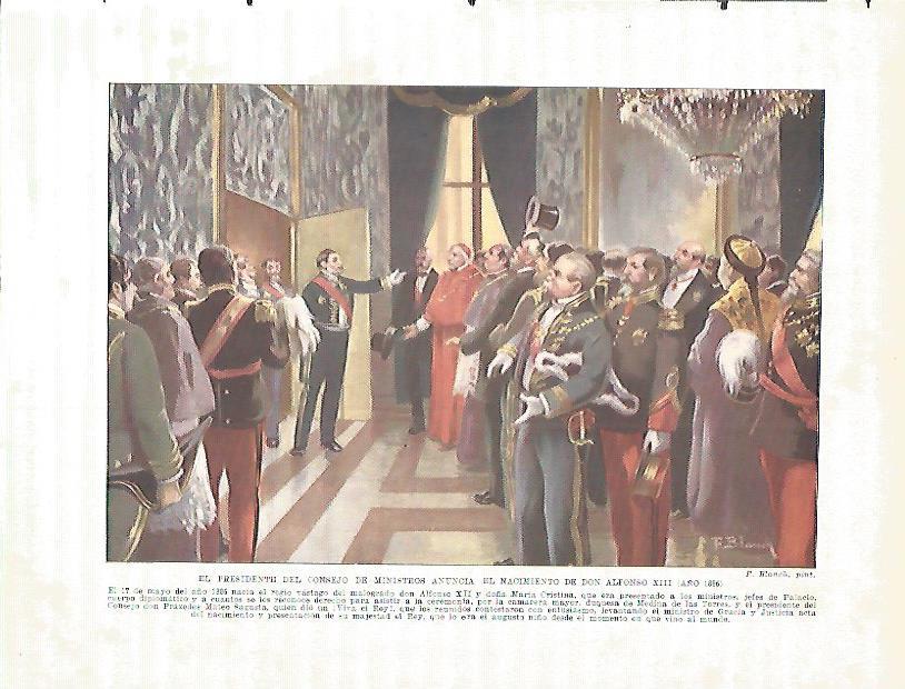 LAMINA 4254: El presidente del Consejo de Ministros anuncia el nacimiento de Alfonso XIII en 1886