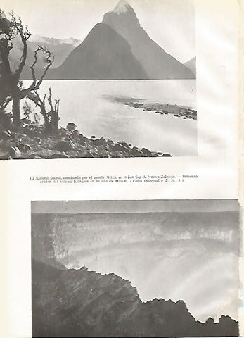 LAMINA GEOGRAFIA 0076: El Milford Sound en Nueva Zelanda y el volcan Kilaulea en Hawai