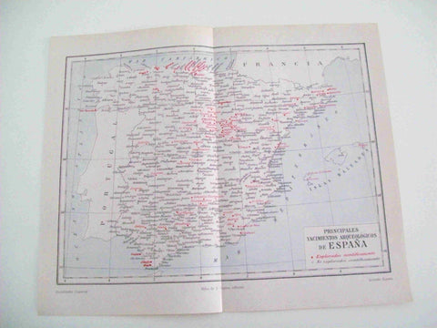 LAMINA ESPASA 10263: Mapa de los principales yacimientos arqueologicos de España