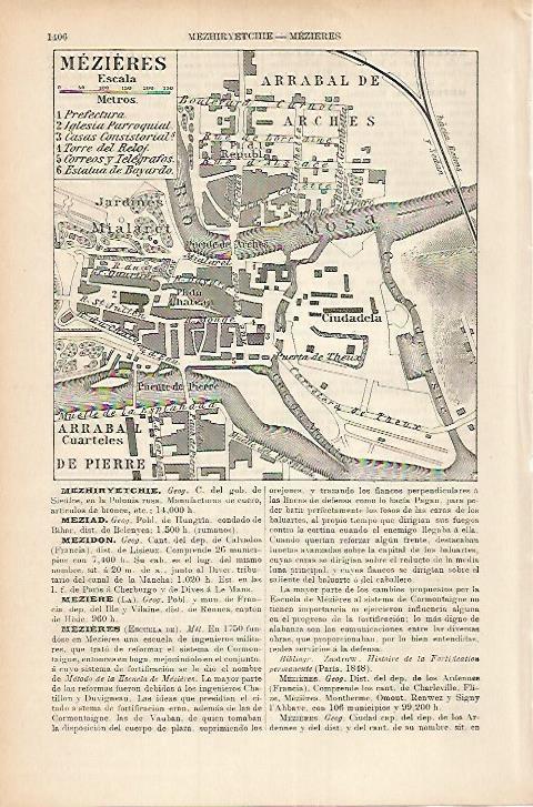 LAMINA ESPASA 17913: Plano de Mezieres Francia