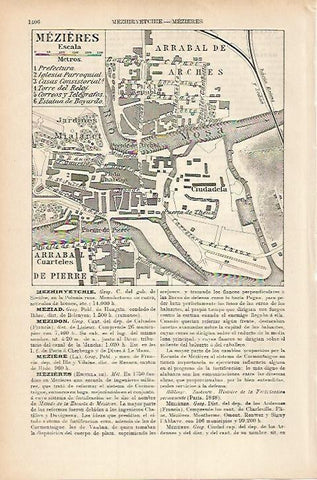 LAMINA ESPASA 17913: Plano de Mezieres Francia