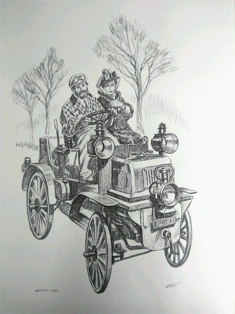 Laminas Carlos Freixas: Automoviles Veteranos 04- DAIMLER 1897 (Serie estudios 25)