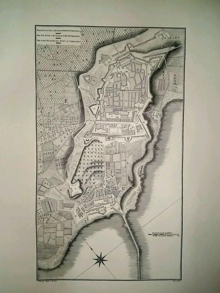Lamina CATALOGNE, Numero 36: Plano de la Ciudad y Puerto de TARRAGONA  (1813)
