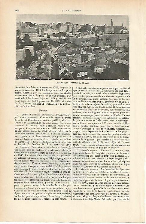 LAMINA ESPASA 1776: Arrabal de Grundt en Luxemburgo
