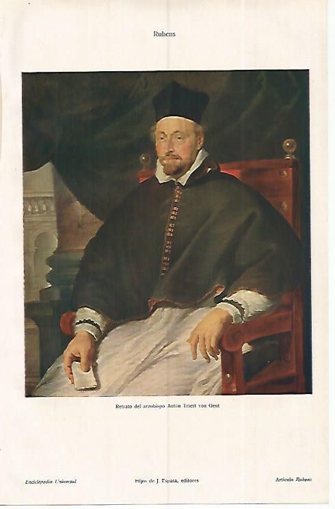 LAMINA ESPASA 19305: Retrato del arzobispo Triest por Rubens