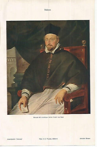 LAMINA ESPASA 19305: Retrato del arzobispo Triest por Rubens