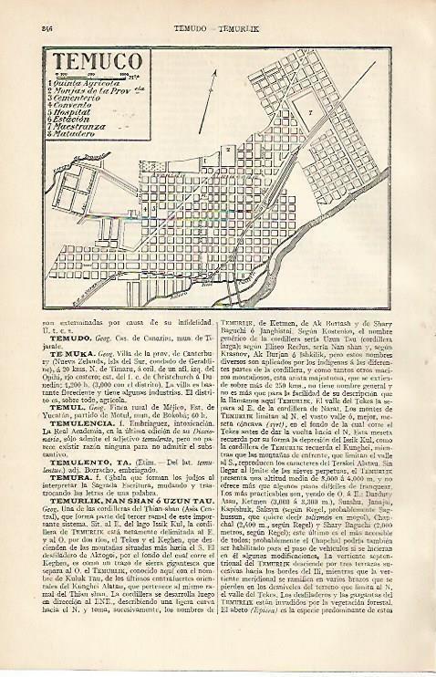LAMINA ESPASA 2741: Plano de Temuco Chile