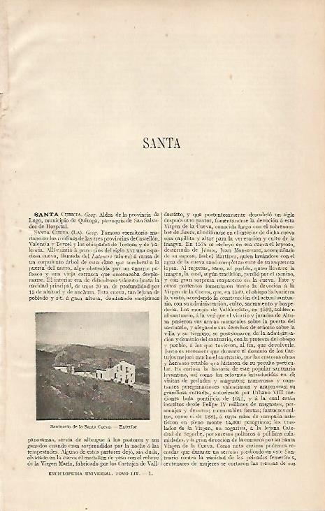 LAMINA ESPASA 19397: Santuario de la Santa Cueva