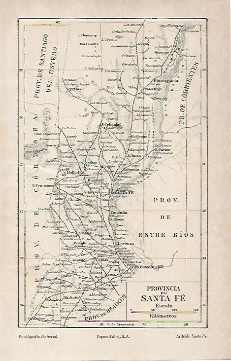 LAMINA ESPASA 19399: Mapa de la provincia de Santa Fe