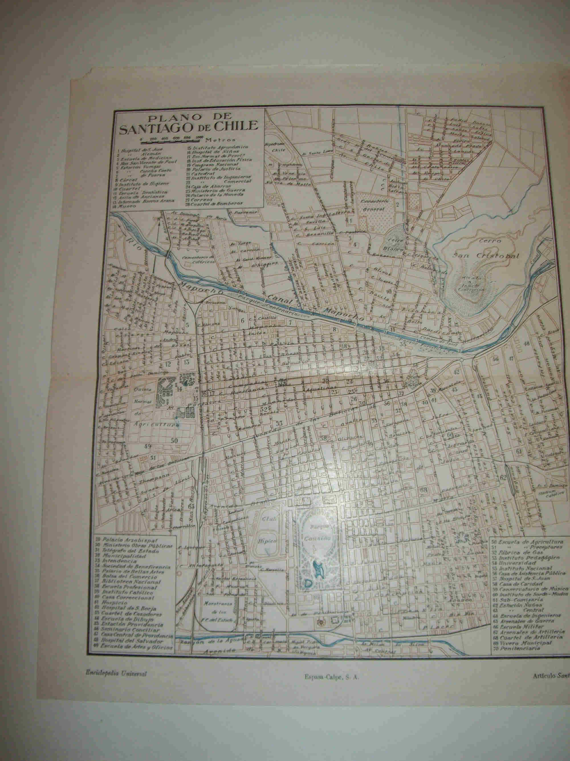 LAMINA ESPASA 19460: Plano de Santiago de Chile