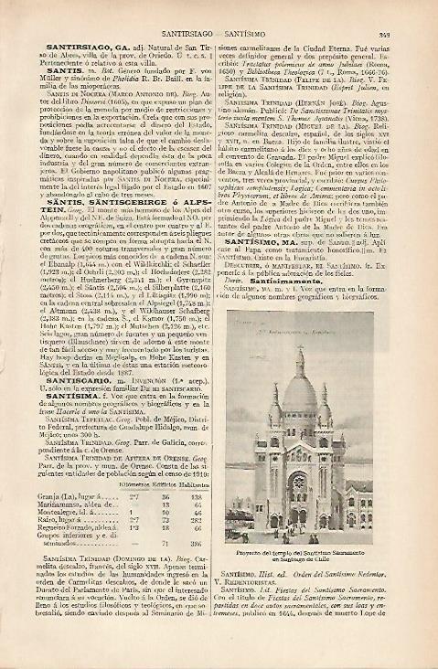 LAMINA ESPASA 19477: Proyecto del Santisimo Sacramento en Santiago de Chile
