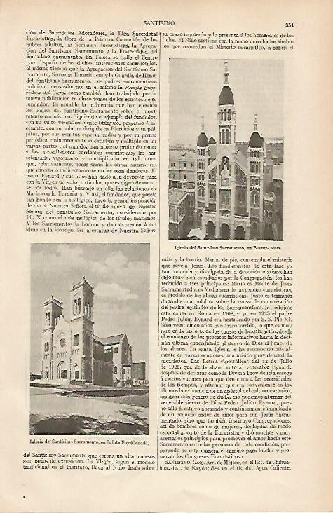LAMINA ESPASA 19478: Iglesia del Santisimo Sacramento en Buenos Aires
