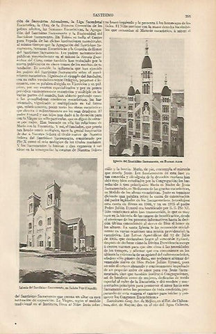 LAMINA ESPASA 19478: Iglesia del Santisimo Sacramento en Buenos Aires