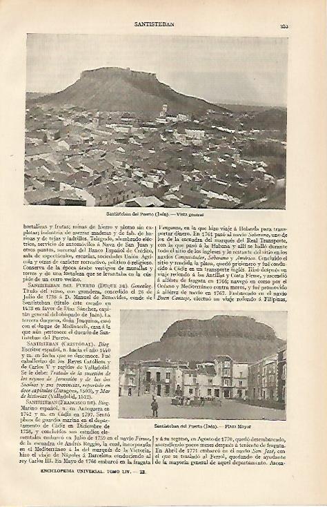LAMINA ESPASA 19479: Vista de Santiesteban del Puerto Jaen