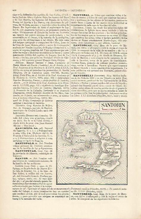 LAMINA ESPASA 19499: Mapa de la isla de Santorini Grecia