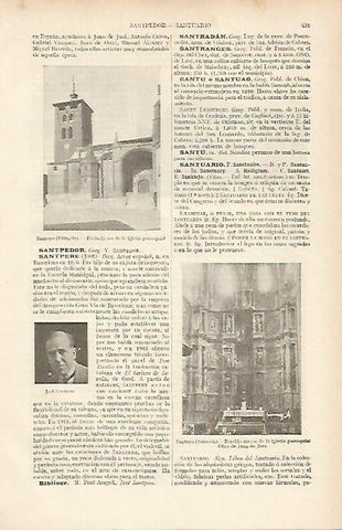 LAMINA ESPASA 19504: Iglesia y retablo de Santoyo en Palencia