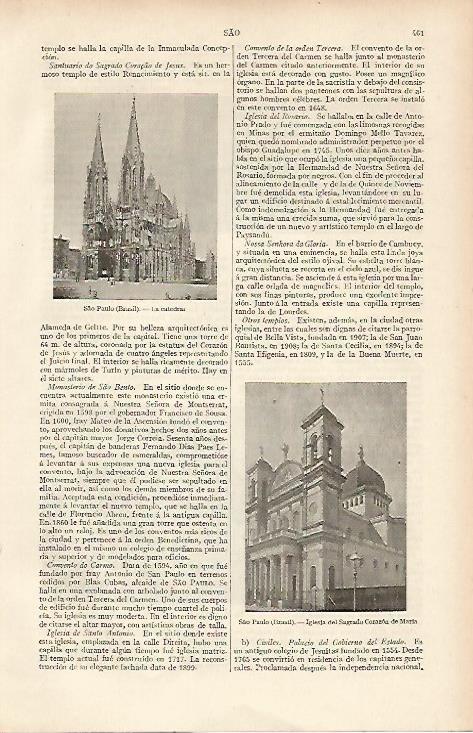 LAMINA ESPASA 19513: Catedral de Sao Paolo Brasil