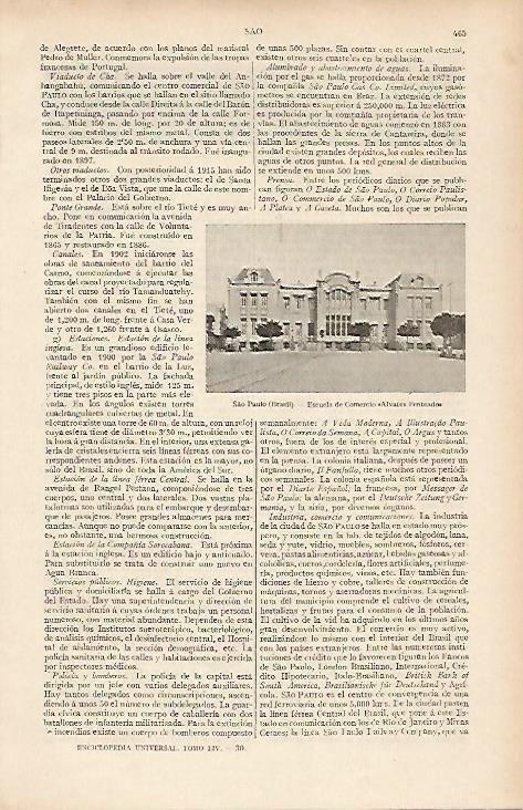 LAMINA ESPASA 19515: Escuela Alvares Penteado en Sao Paolo