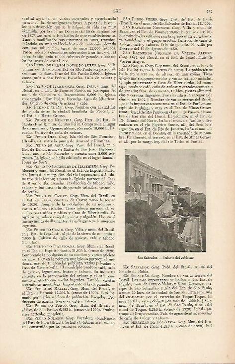 LAMINA ESPASA 19516: Palacio del Gobierno en Sao Salvador