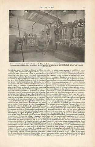 LAMINA ESPASA 19520: Sala de maquinas de la fabrica de jabones E. Barange de Barcelona