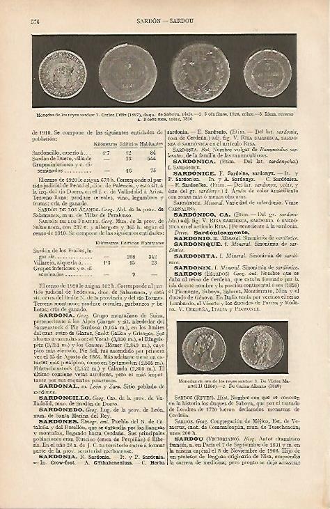 LAMINA ESPASA 19541: Monedas de los reyes sardos