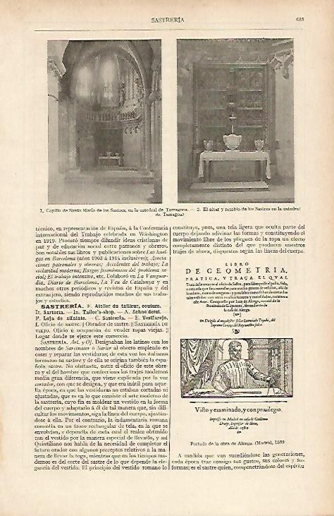 LAMINA ESPASA 19567: Capillas de la Catedral de Tarragona
