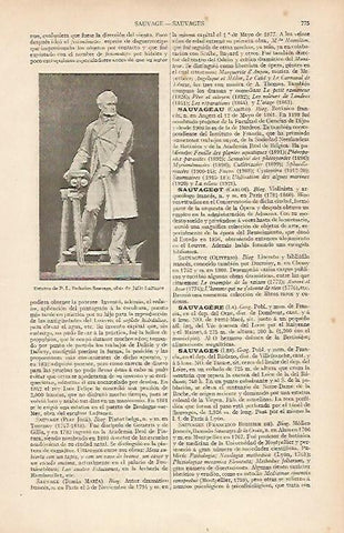 LAMINA ESPASA 19585: Estatua de F. Sauvage por Lafrance