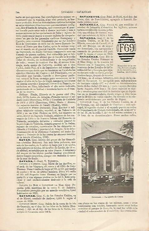 LAMINA ESPASA 19586: Iglesia de Cristo en Savannah Estados Unidos