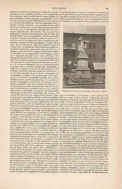 LAMINA ESPASA 19588: Monumento a Savanarola en Ferrara