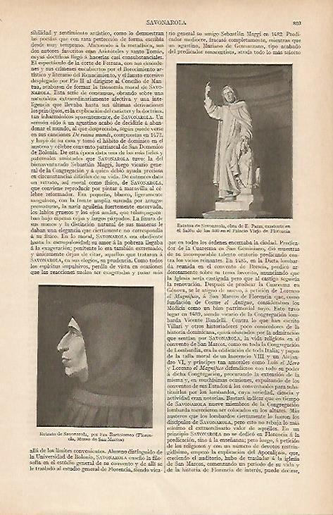 LAMINA ESPASA 19589: Retrato de Savanarola por Fra Bartolomeo