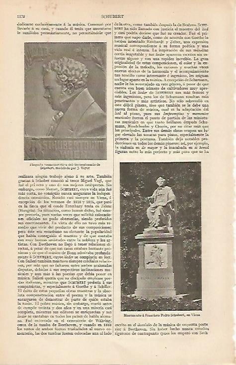 LAMINA ESPASA 19631: Monumento a Schubert en Viena