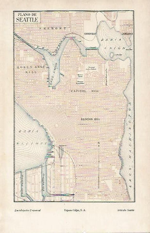 LAMINA ESPASA 19640: Plano de Seattle Estados Unidos