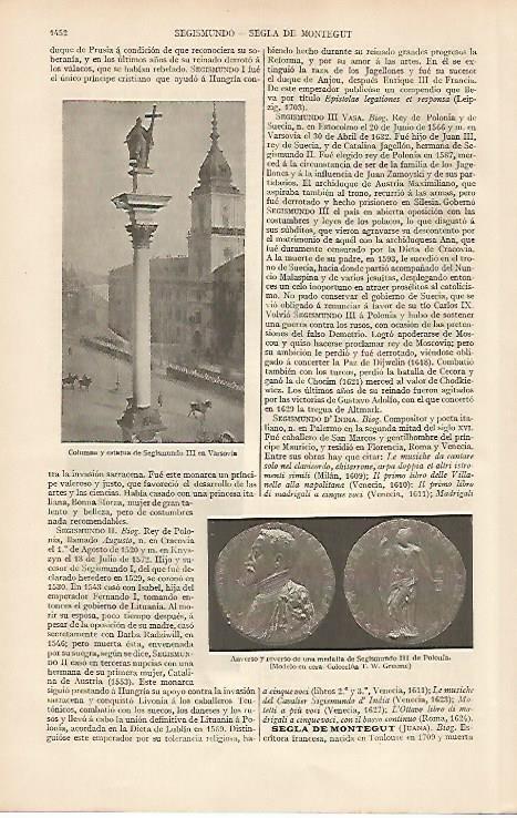 LAMINA ESPASA 19668: Columna de Seegismundo III en Varsovia
