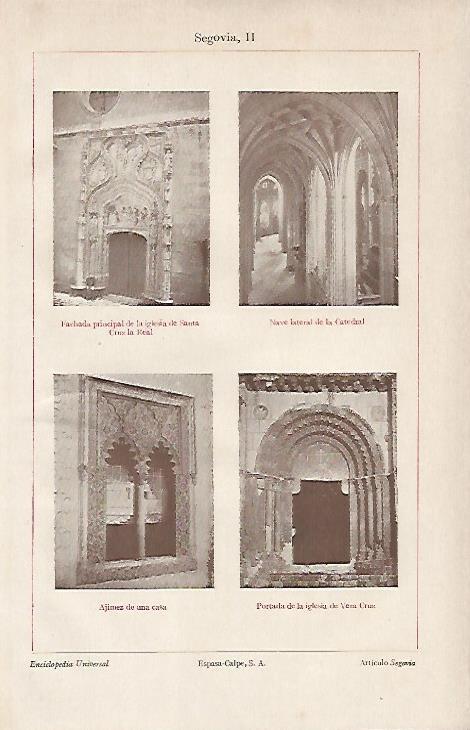 LAMINA ESPASA 19681: Iglesias de Santa Cruz la Real y Vera Cruz en Segovia