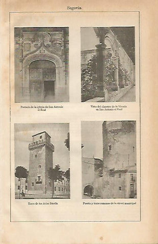 LAMINA ESPASA 19682: Iglesias de San Antonio el Real Torre de los Arias Davila y puerta romana en Segovia