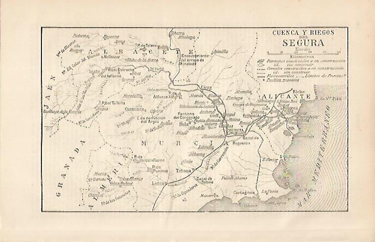 LAMINA ESPASA 19687: Mapa de la cuenca y riegos del rio Segura