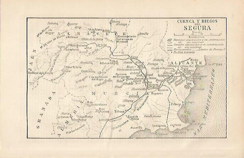 LAMINA ESPASA 19687: Mapa de la cuenca y riegos del rio Segura