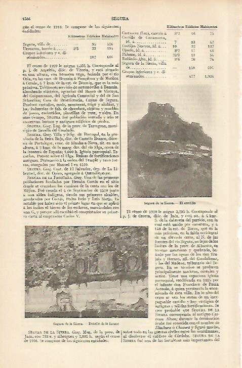 LAMINA ESPASA 19688: astillo de Segura de la Sierra