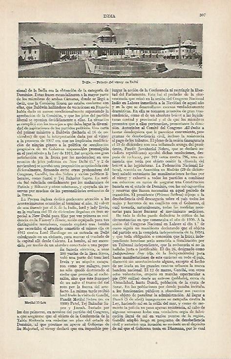 LAMINA ESPASA 19717: Palacio del virrey en Delhi India