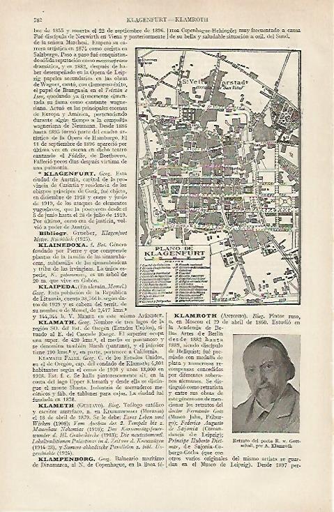 LAMINA ESPASA 19752: Plano de Klagenfurt Austria