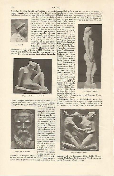LAMINA ESPASA 19834: Esculturas por Mallol