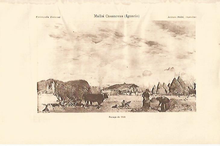 LAMINA ESPASA 19836: Paisaje de Olot por I. Mallol Casanovas