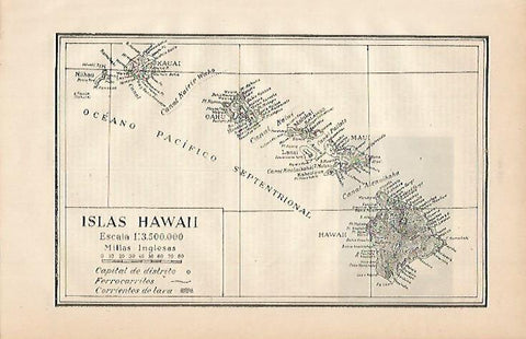 LAMINA ESPASA 527: Mapa de las Islas Hawai