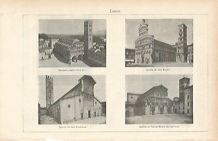 LAMINA ESPASA 1838: Edificios de Lucca Italia
