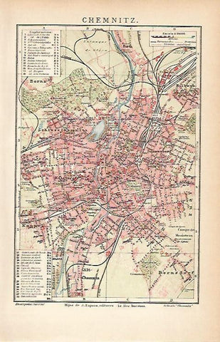 LAMINA ESPASA 1922: Plano de Chemnitz Alemania