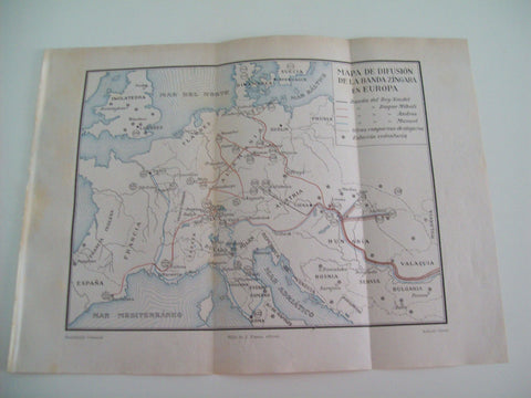 LAMINA ESPASA 2106: Mapa de difusion de la banda zingara en Europa