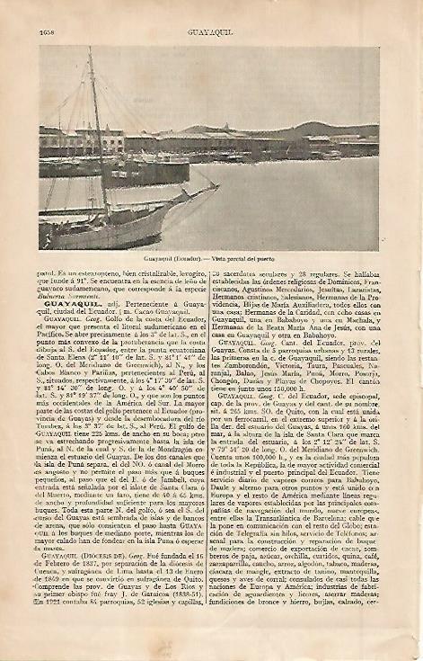LAMINA ESPASA 2249: Puerto de Guayaquil Ecuador
